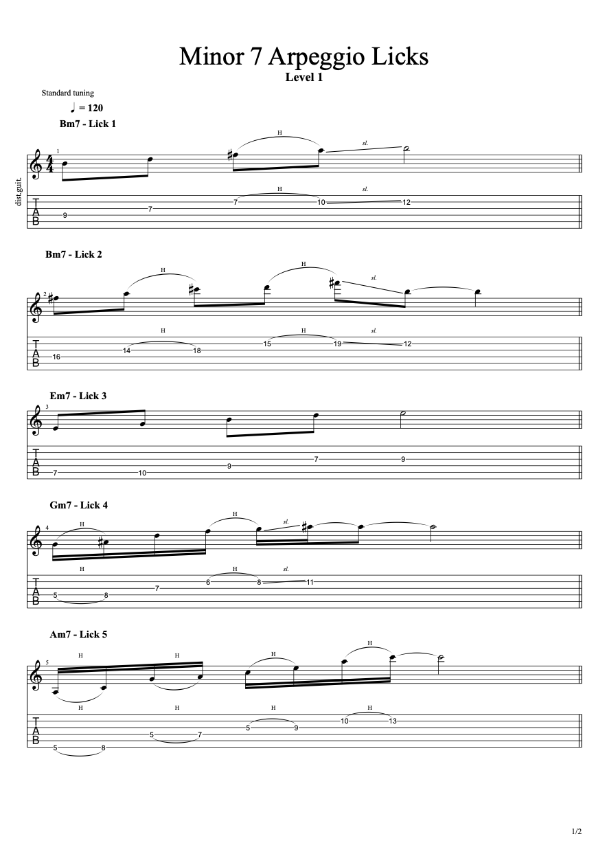 Minor 7 Arpeggio Licks Level 1 preview