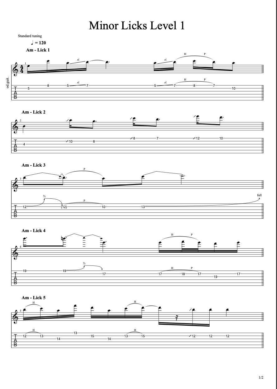Minor Licks Level 1 PDF preview