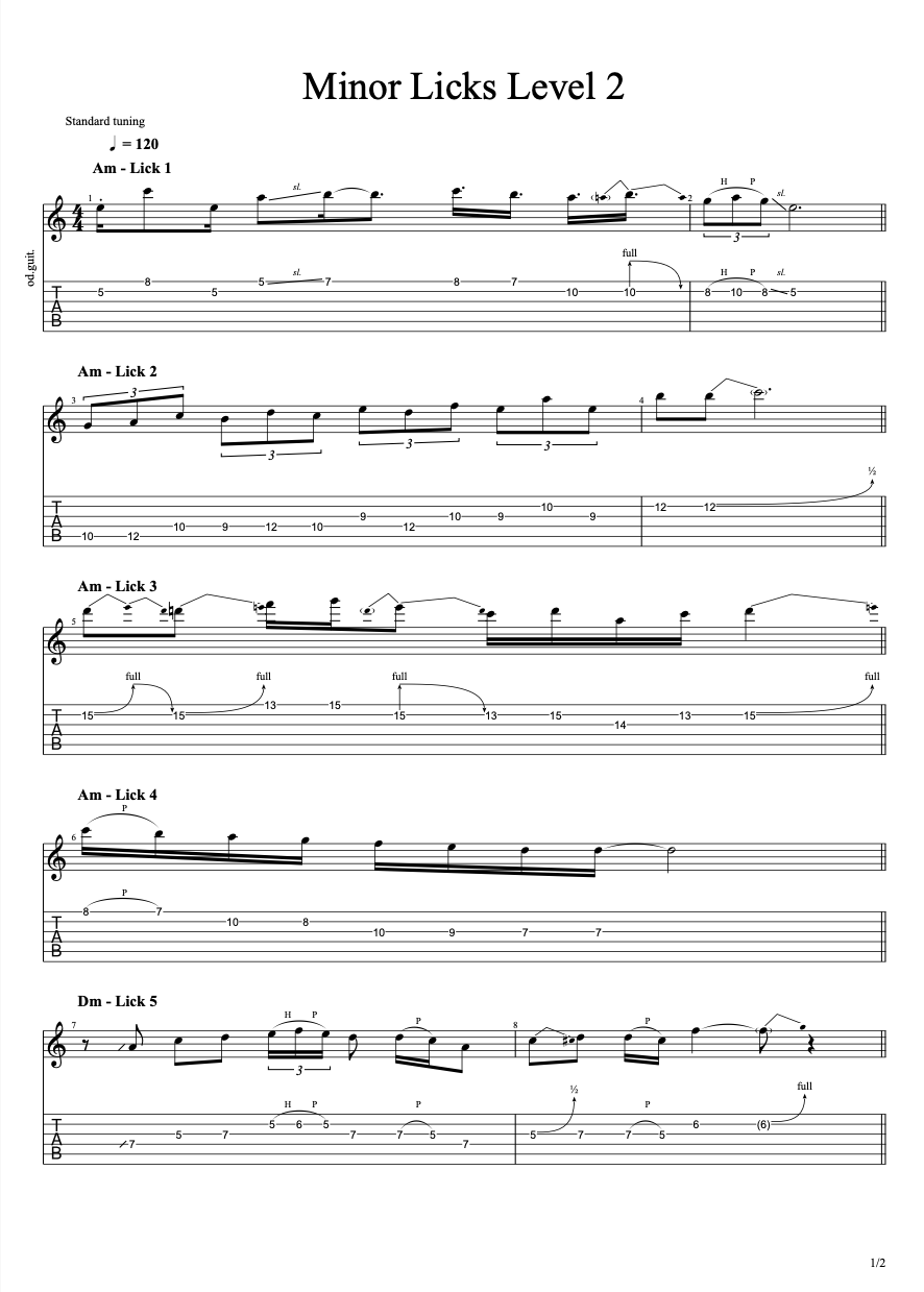 Minor Licks Level 2 PDF preview
