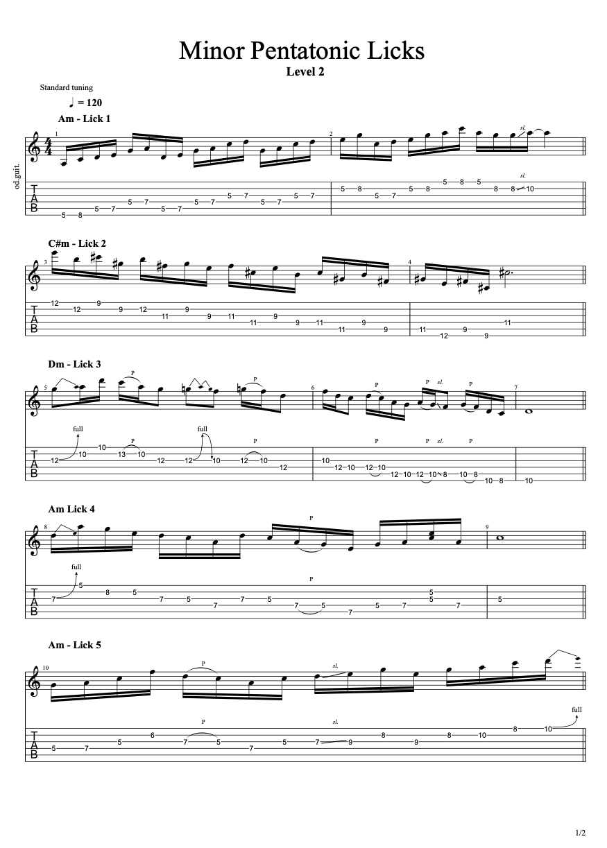 Minor Pentatonic Licks Level 2 PDF preview