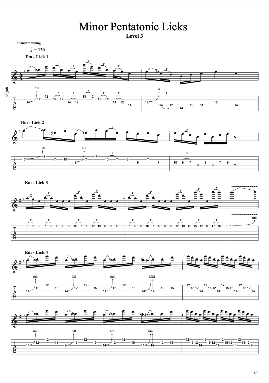Minor Pentatonic Licks Level 3 PDF preview