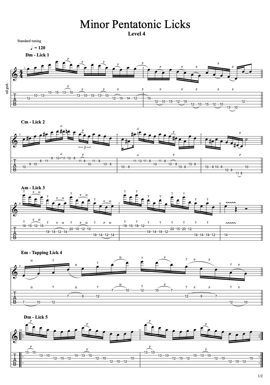 Minor Pentatonic Licks Level 4 PDF preview