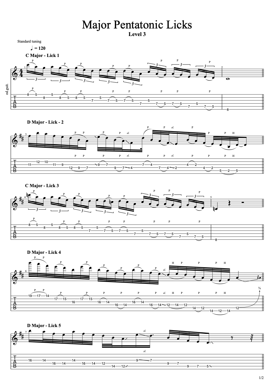 Major Pentatonic Licks Level 3 PDF preview