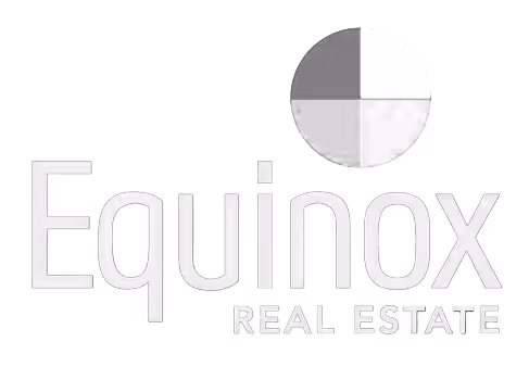 Equinox Real Estate logo with a quartered circle design above the text.