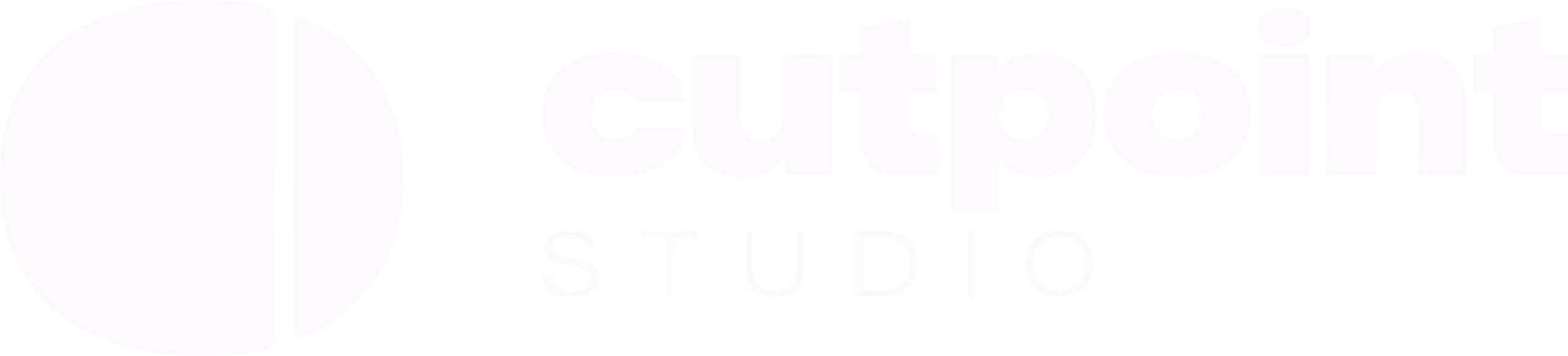 Cutpoint Studio logo with a circle split in half and the text 'cutpoint STUDIO' in bold and outlined letters.