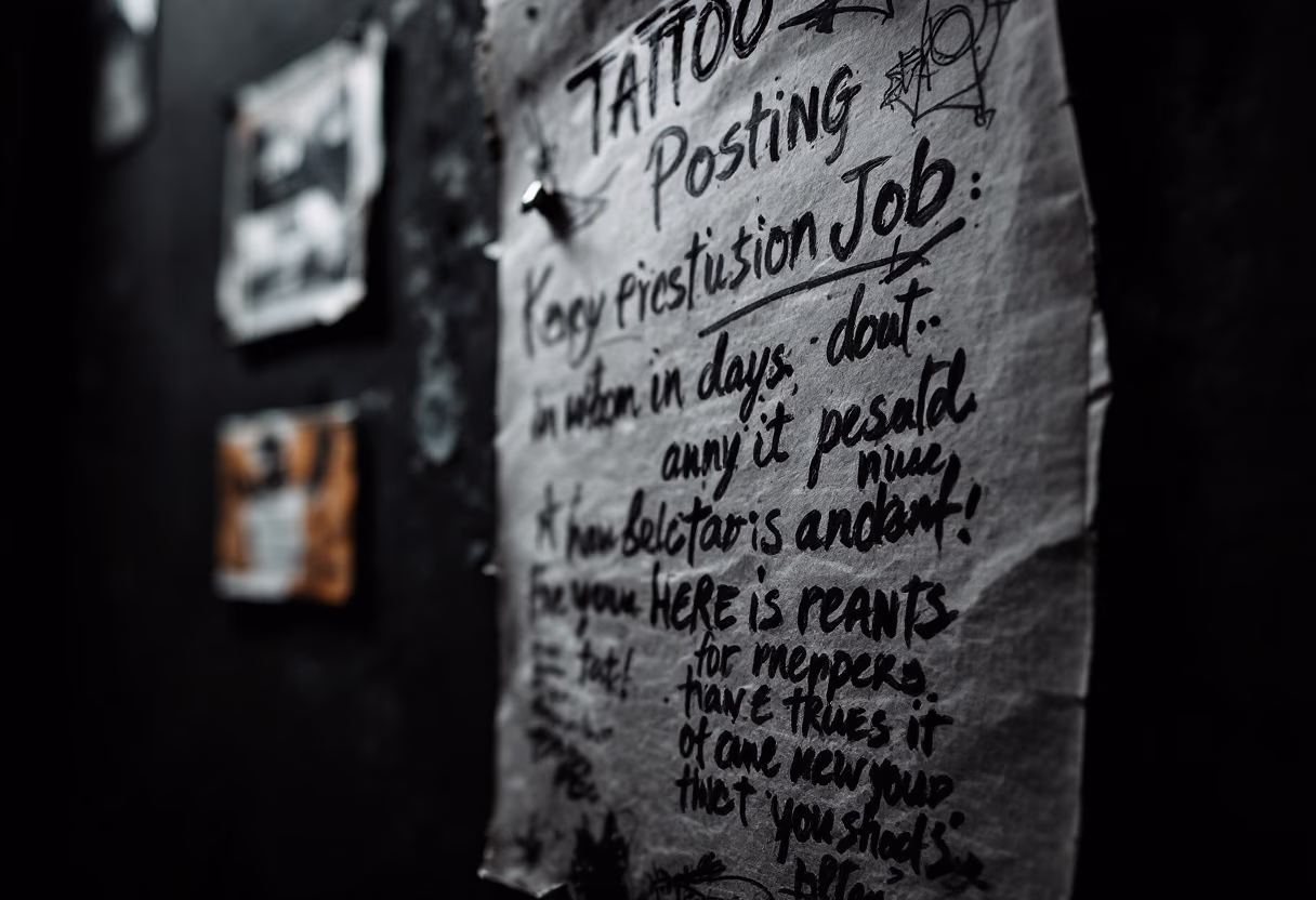 image of job posting board (for a tattoo studio)