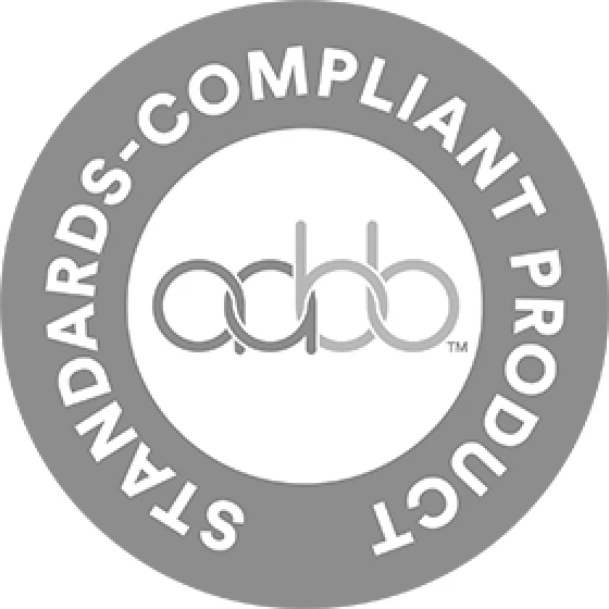 The logo features the letters "aab" stylized within overlapping circles, along with the text "ACCREDITED" beneath it. The design is presented in a monochrome color scheme, emphasizing the formal and certified nature of the accreditation.