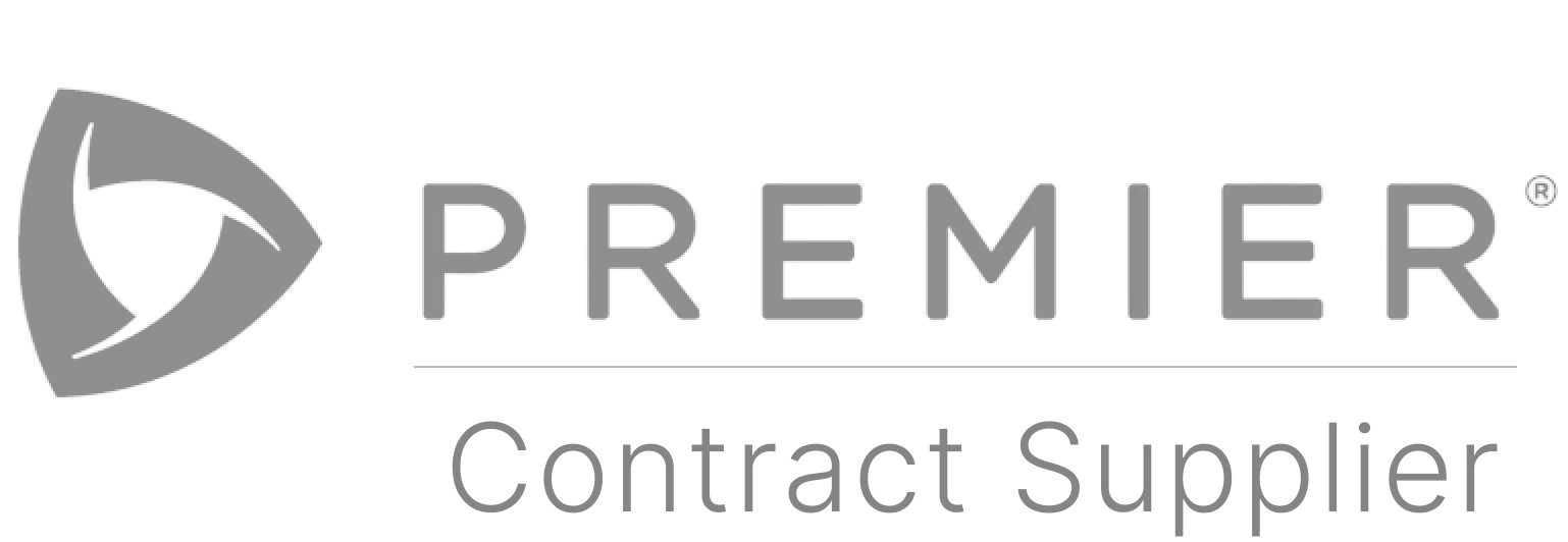 A black logo featuring the word "PREMIER" followed by a triangle symbol on the left. To the right, the text "Contracted Supplier" appears in a lighter font. The design has a clean, modern look with a minimalistic layout.