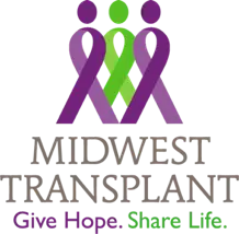 An emblem featuring three figures in purple and green colors, representing support and solidarity. Below them is the text "Give Hope Share Life," highlighting a message of encouragement and community engagement.