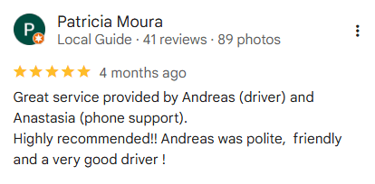 Google Review - Get Corfu Transfer