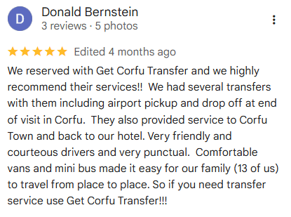 Google Review - Get Corfu Transfer