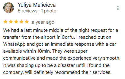 Google Review - Get Corfu Transfer