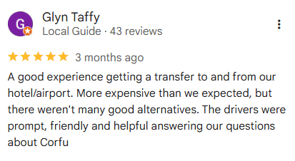 Google Review - Get Corfu Transfer
