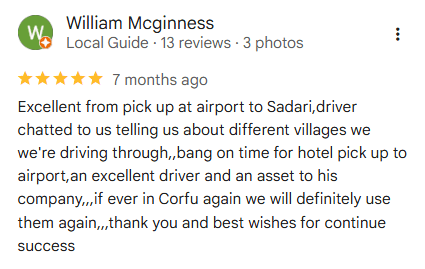 Google Review - Get Corfu Transfer
