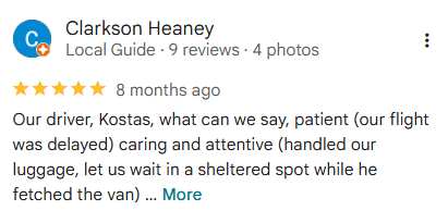 Google Review - Get Corfu Transfer