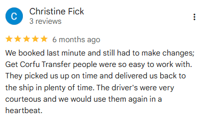 Google Review - Get Corfu Transfer