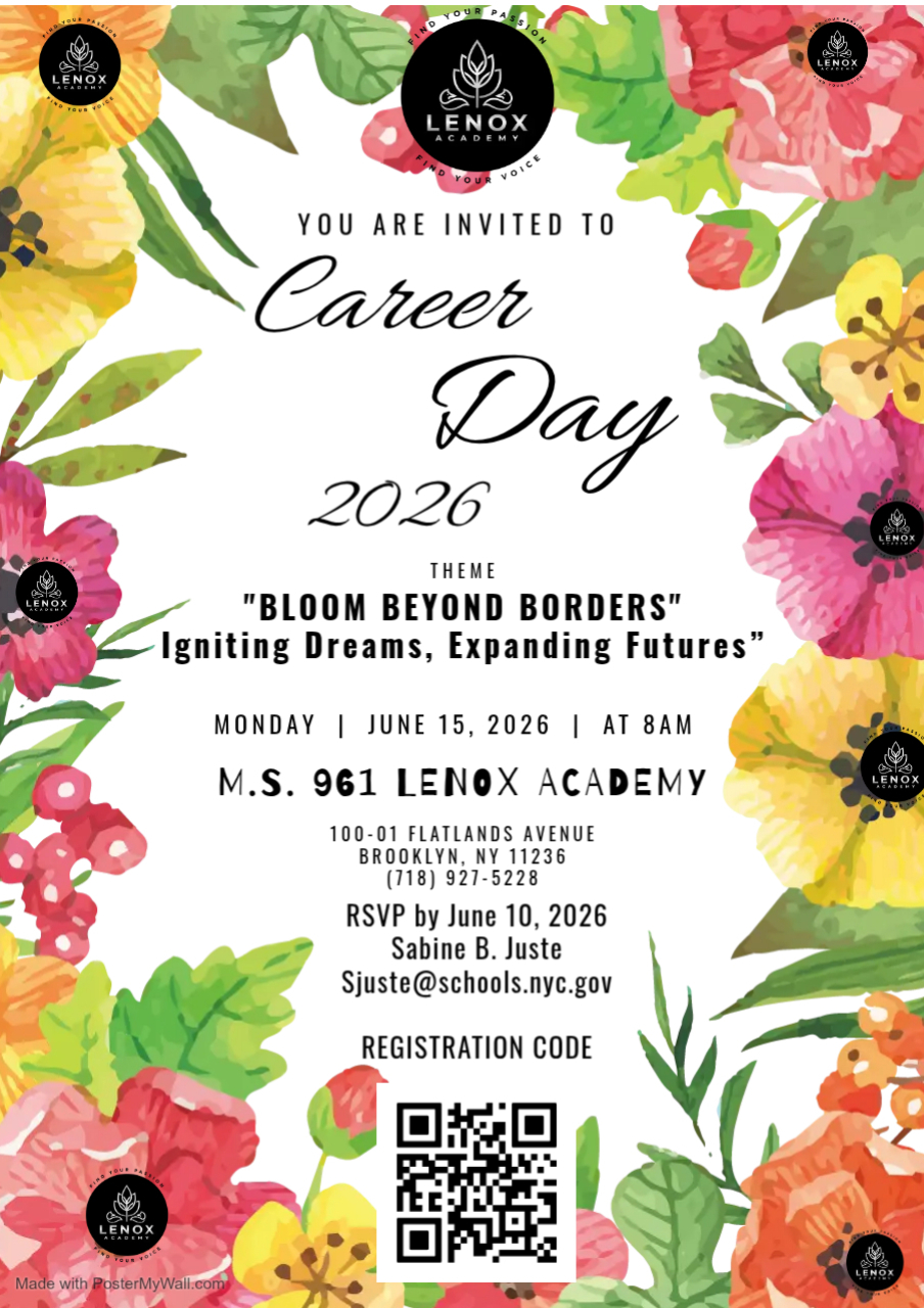 Career Day 2026 invitation for Lenox Academy June 15