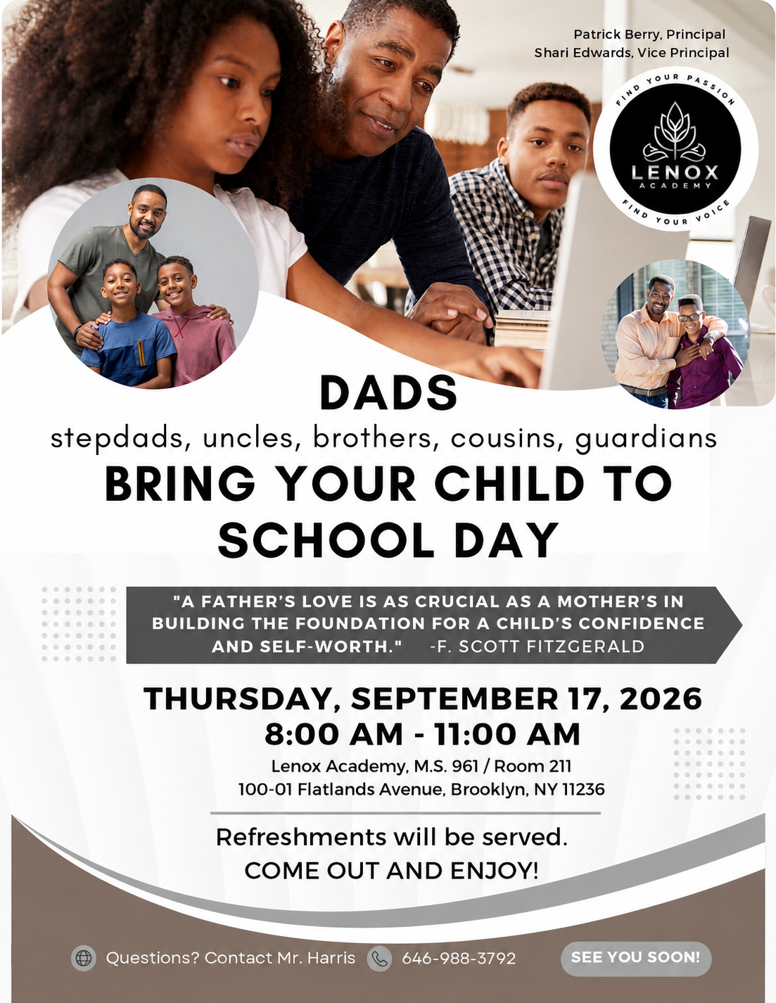 Flyer for Dads Bring Your Child to School Day September 17 2026