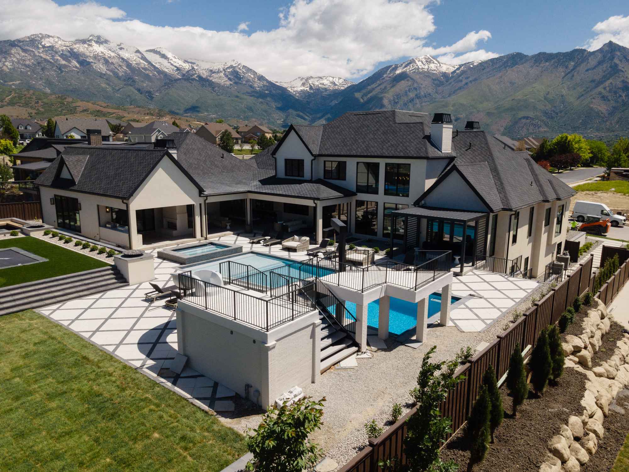 Residential aerial view of waterproof deck project by Lifetime Coatings in Utah