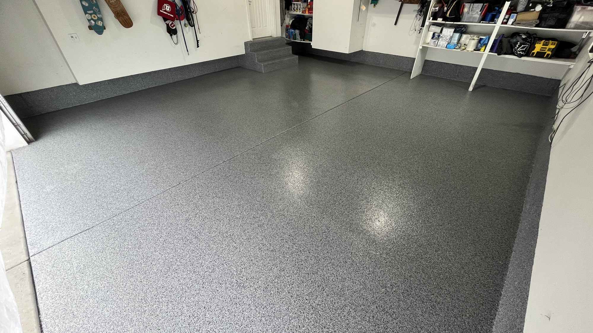Residential flake epoxy floor coating by Lifetime Coatings in Utah