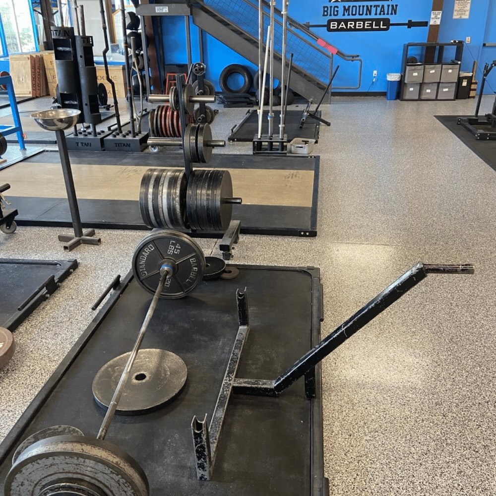 Commercial flake epoxy floor in a gym by Lifetime Coatings in Utah