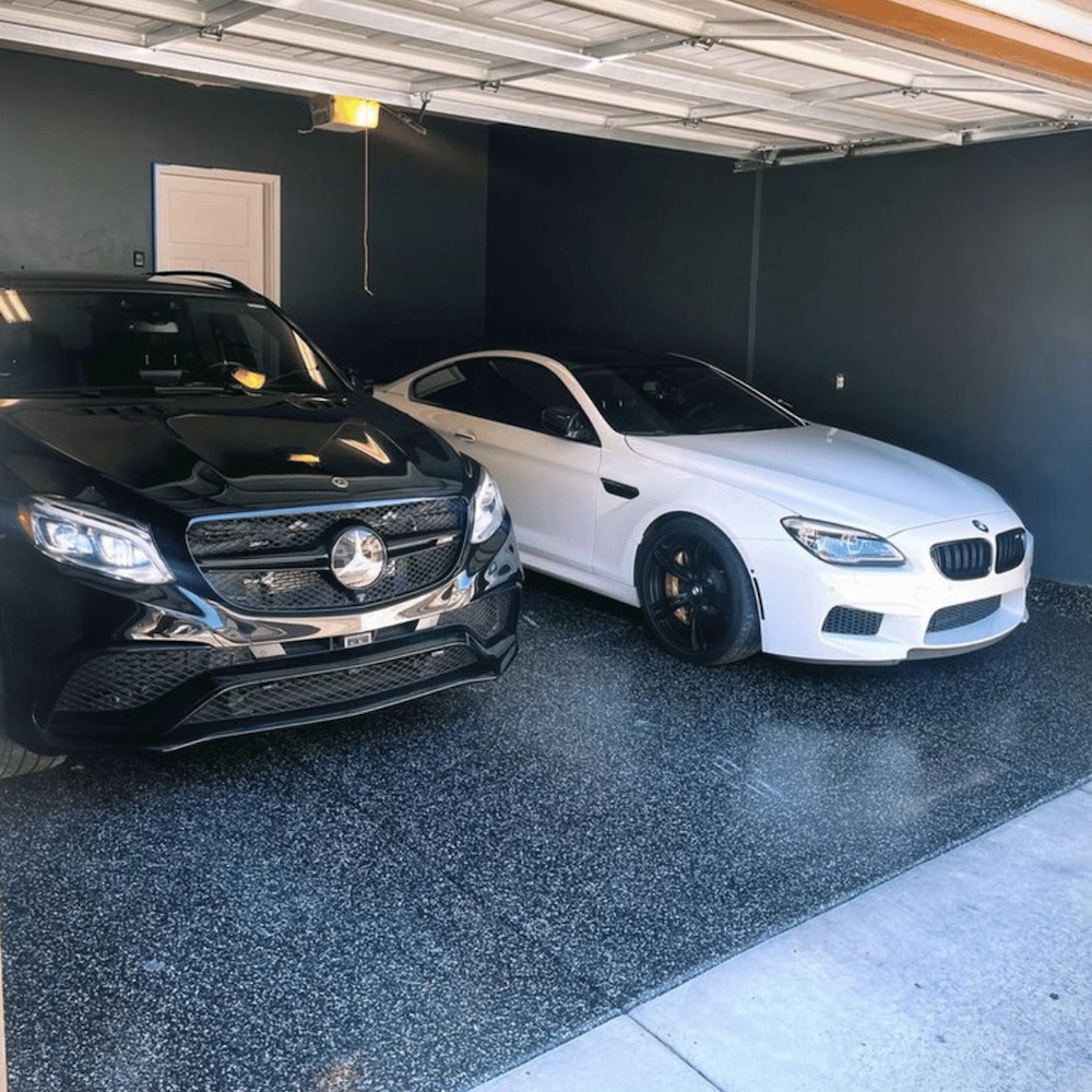 Residential premium flake epoxy garage floor by Lifetime Coatings in Utah
