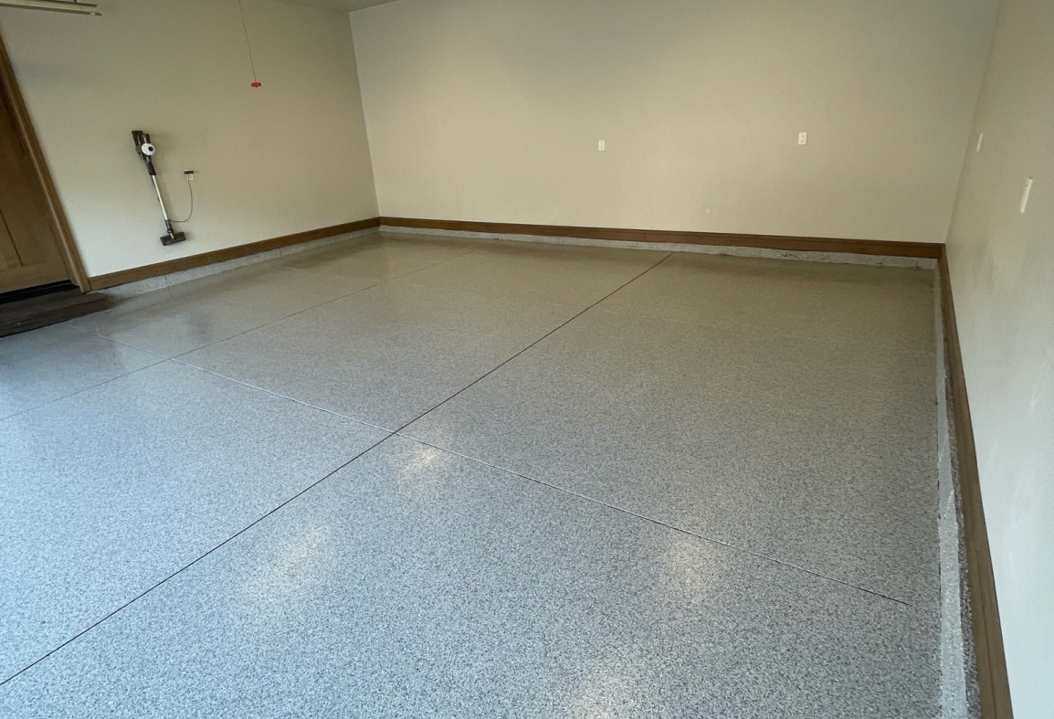 Ashton flake epoxy garage floor by Lifetime Coatings