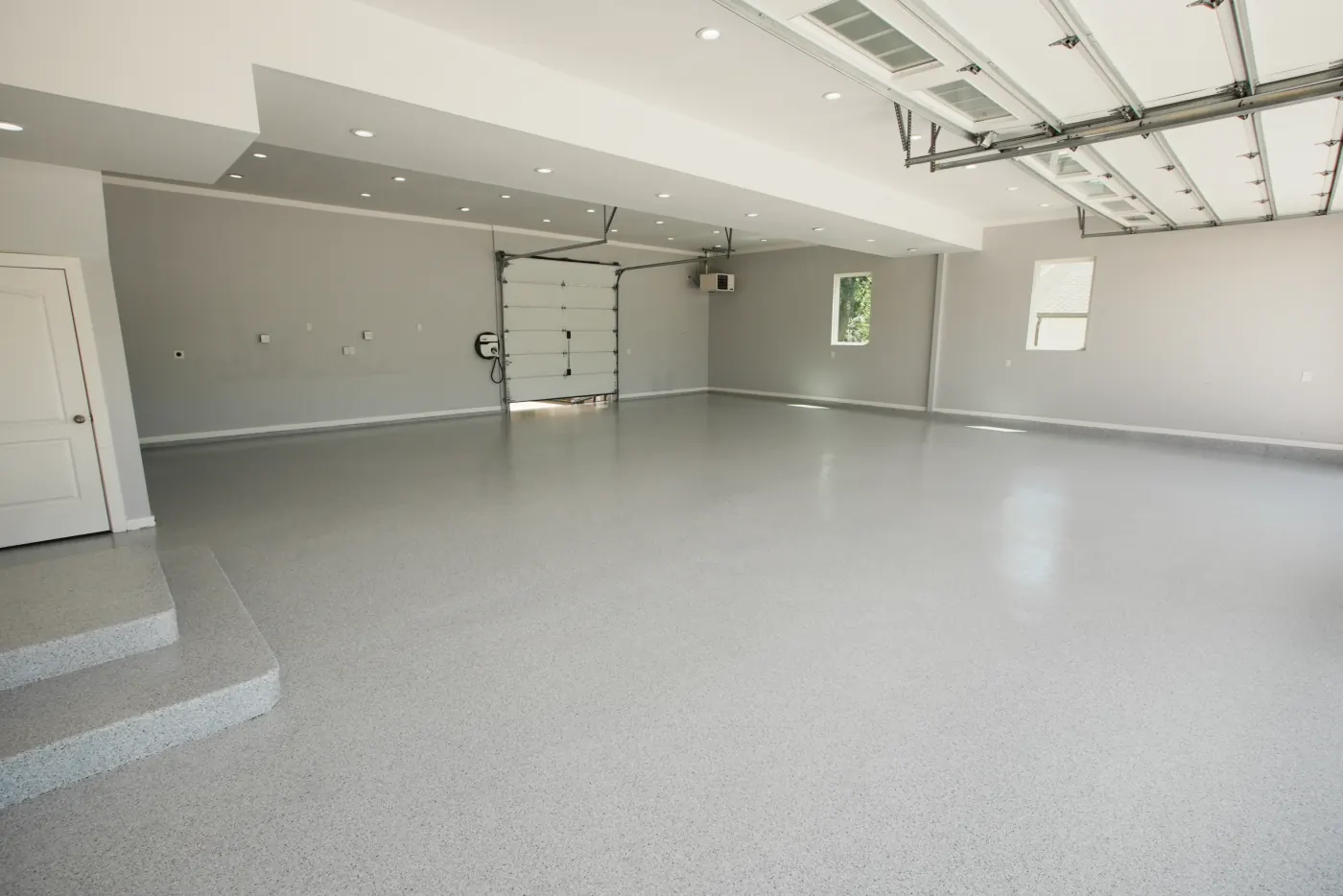 Frost flake epoxy garage floor by Lifetime Coatings