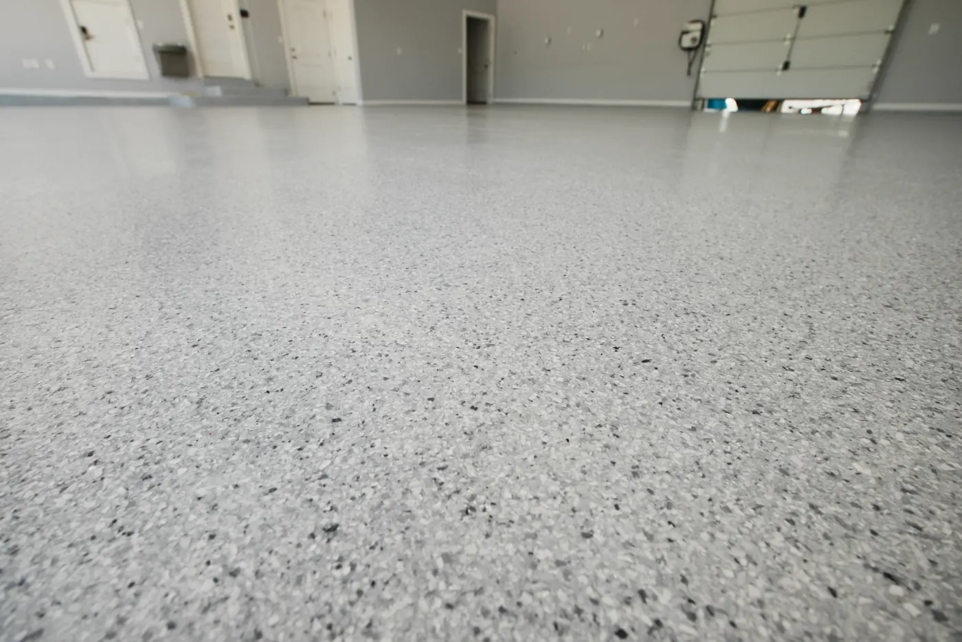 Frost flake epoxy garage floor by Lifetime Coatings