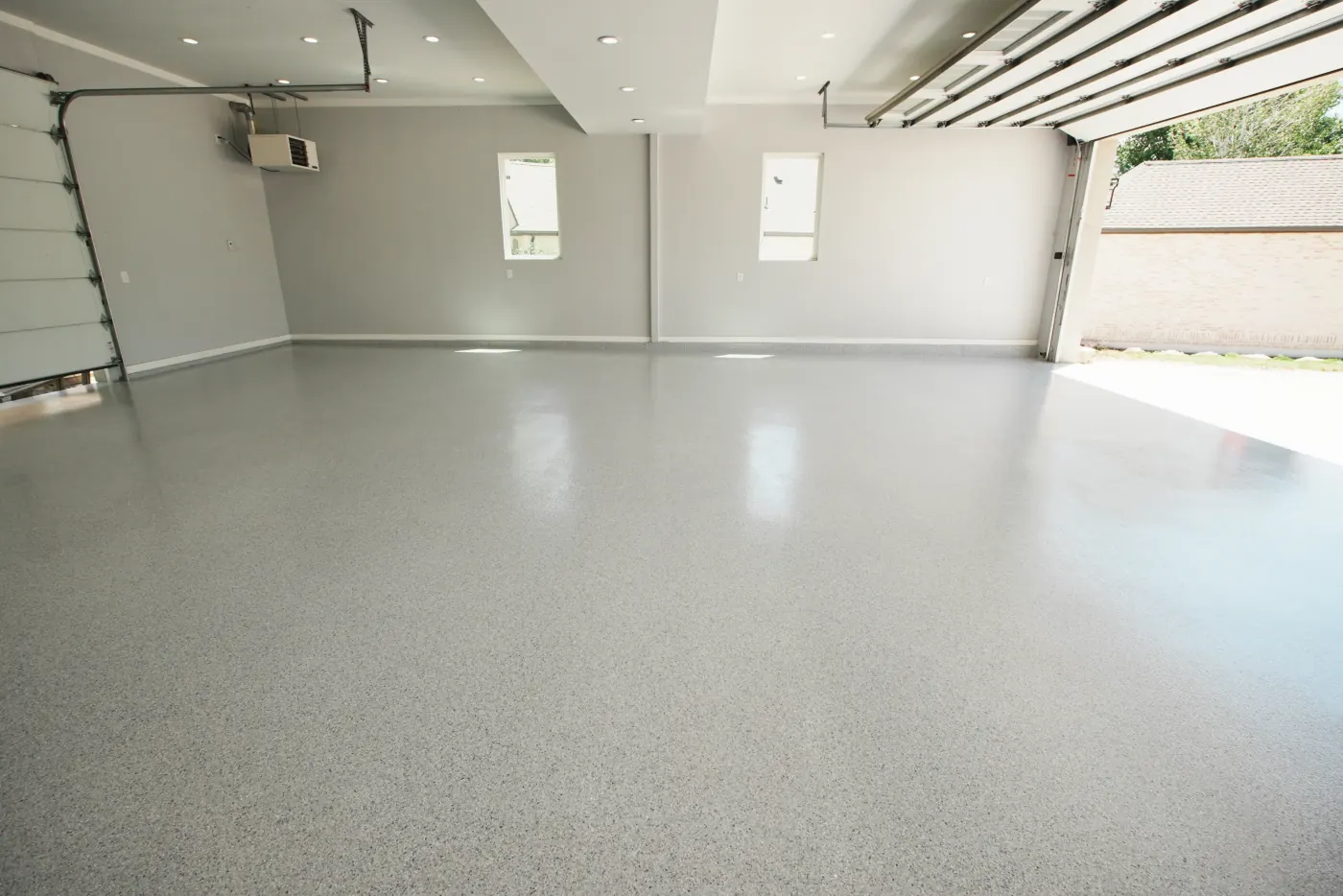 Frost flake epoxy garage floor by Lifetime Coatings