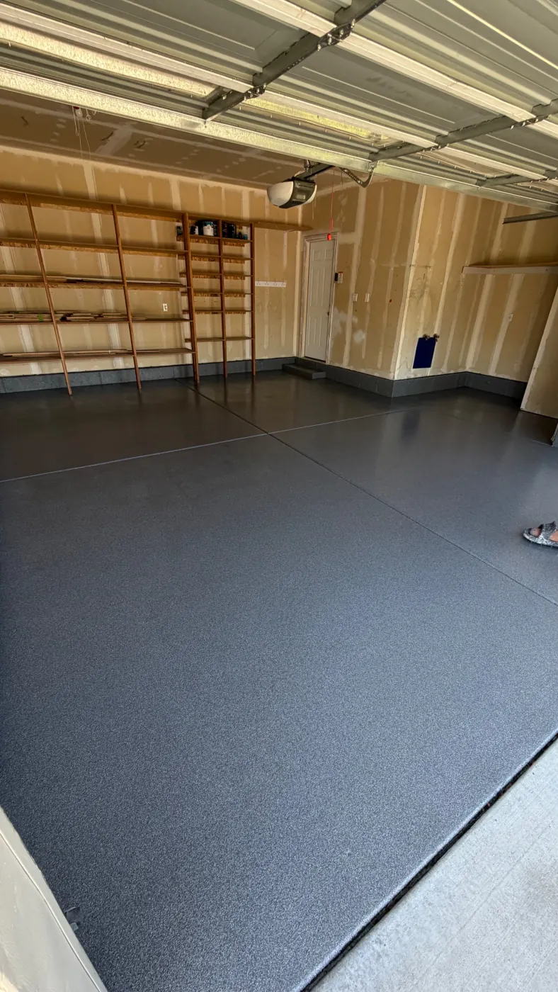 Eclipse flake epoxy garage floor by Lifetime Coatings