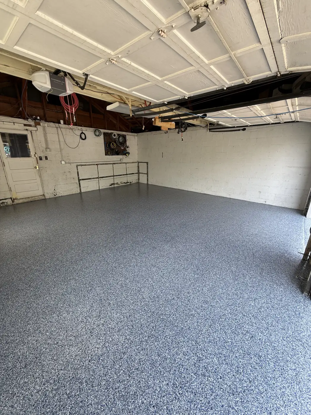 Nautical flake epoxy garage floor by Lifetime Coatings