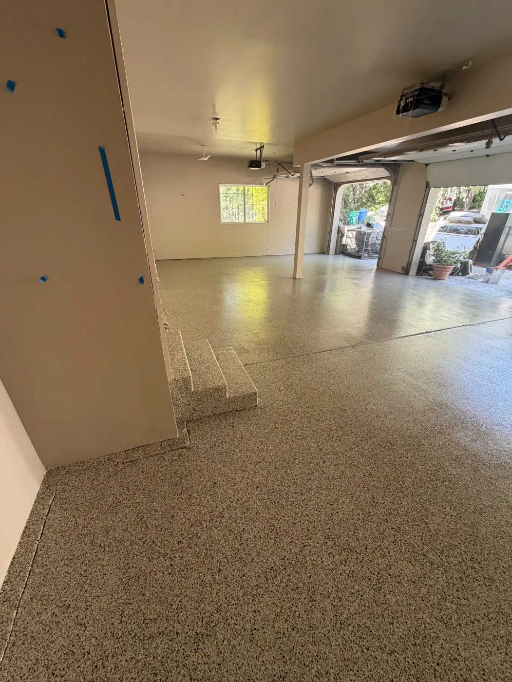 White Granite flake epoxy garage floor by Lifetime Coatings