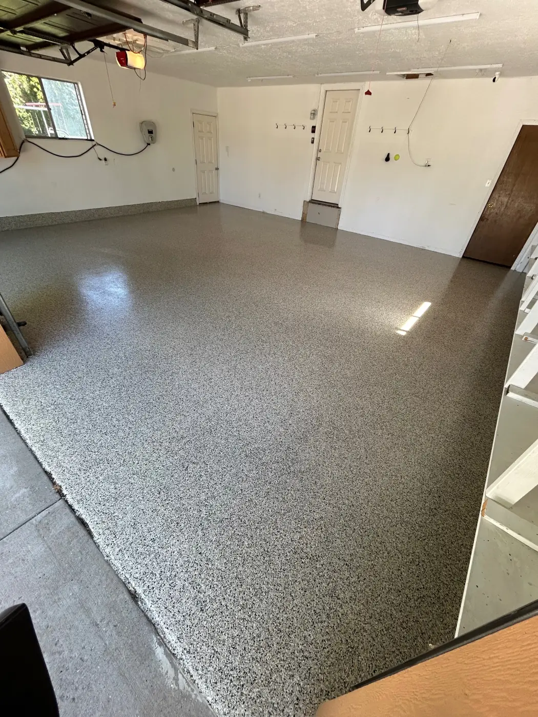 White Granite flake epoxy garage floor by Lifetime Coatings