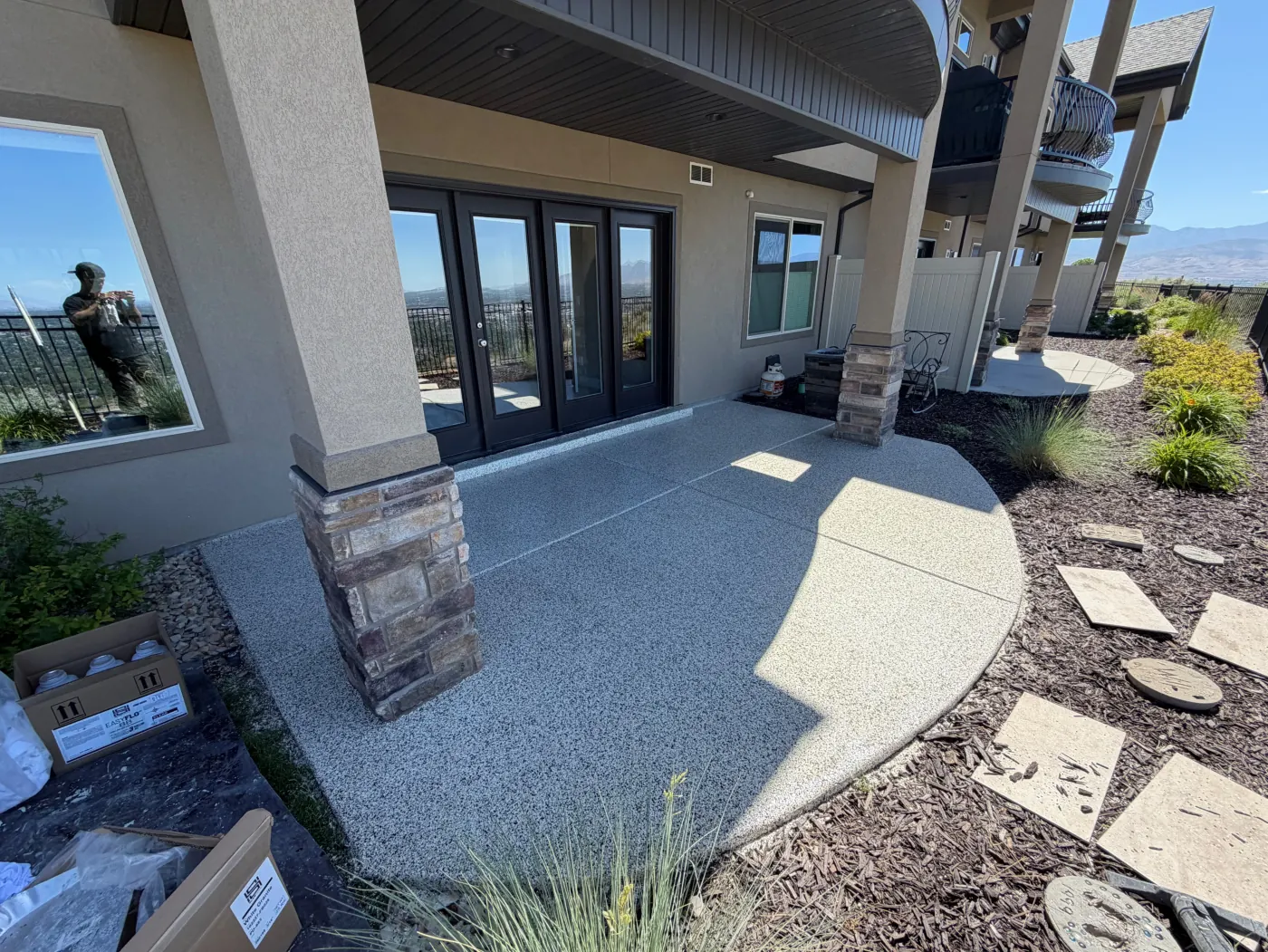 White Granite flake epoxy garage floor by Lifetime Coatings