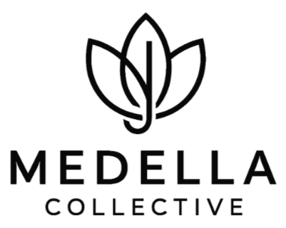 Medella Collective logo featuring stylized three leaves above the brand name.