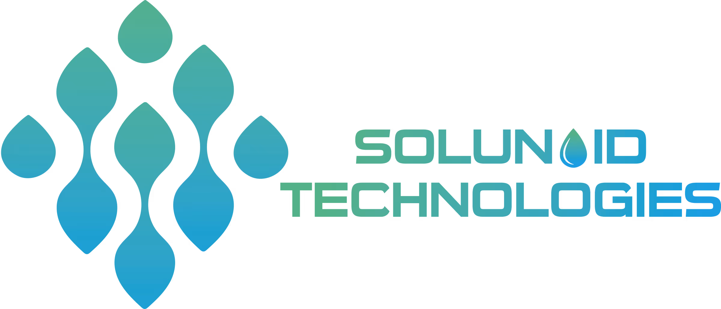 Solunoid Technologies logo with stylized blue-green water drops forming a geometric shape.