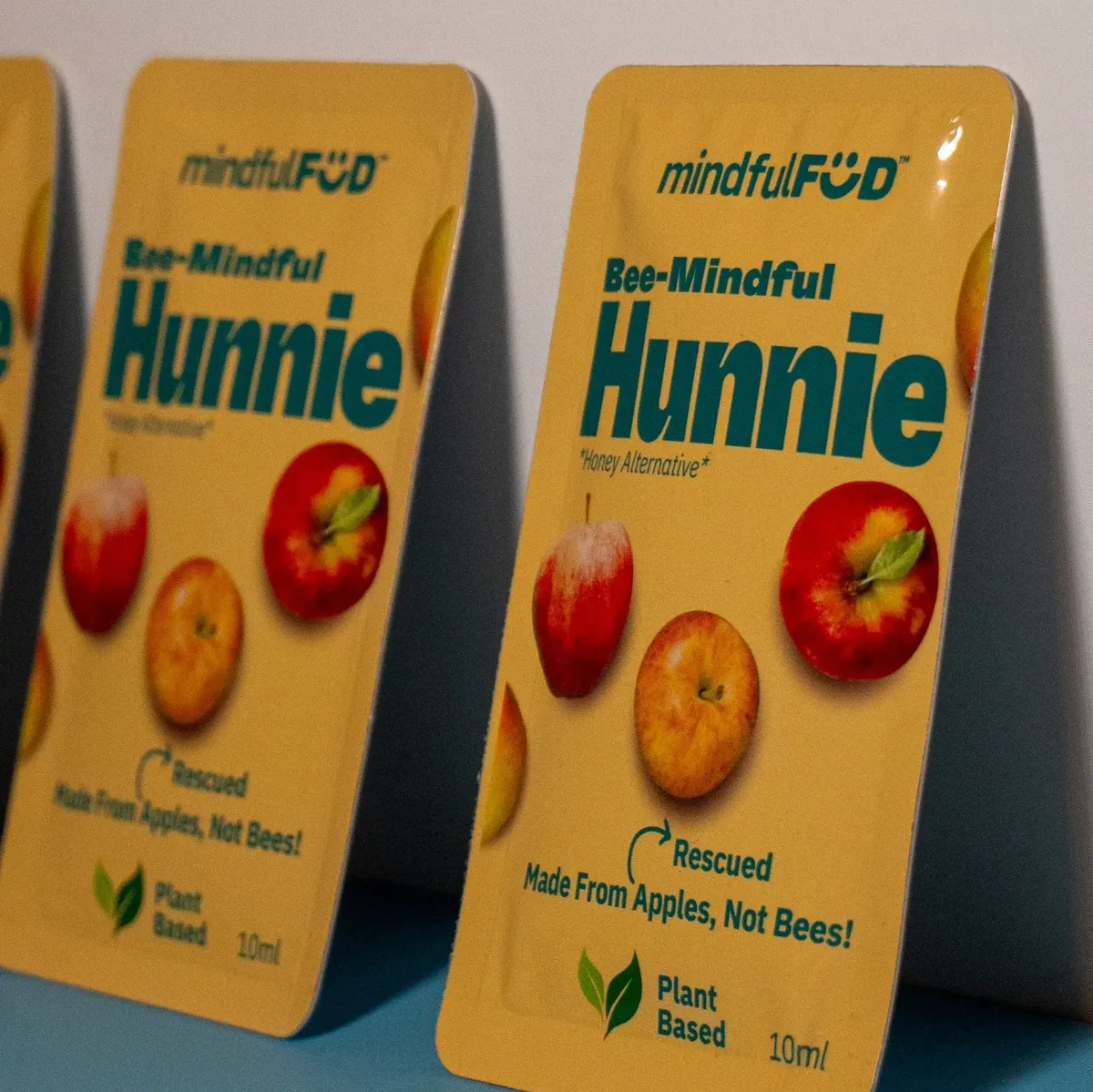 MindfulFod Bee-Mindful Hunnie honey alternative made from rescued apples, plant-based in 10ml packets.