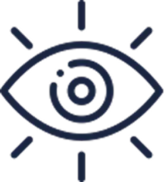 Icon of an eye with rays extending outward, symbolizing vision or visibility.
