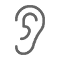 Icon of a human ear representing hearing or audio.