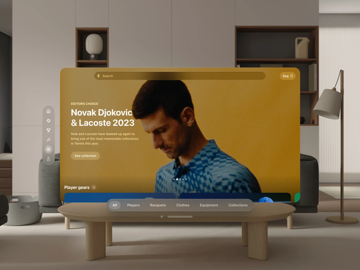 Demonstrative image of the personal case study project for a VR/AR tennis app.