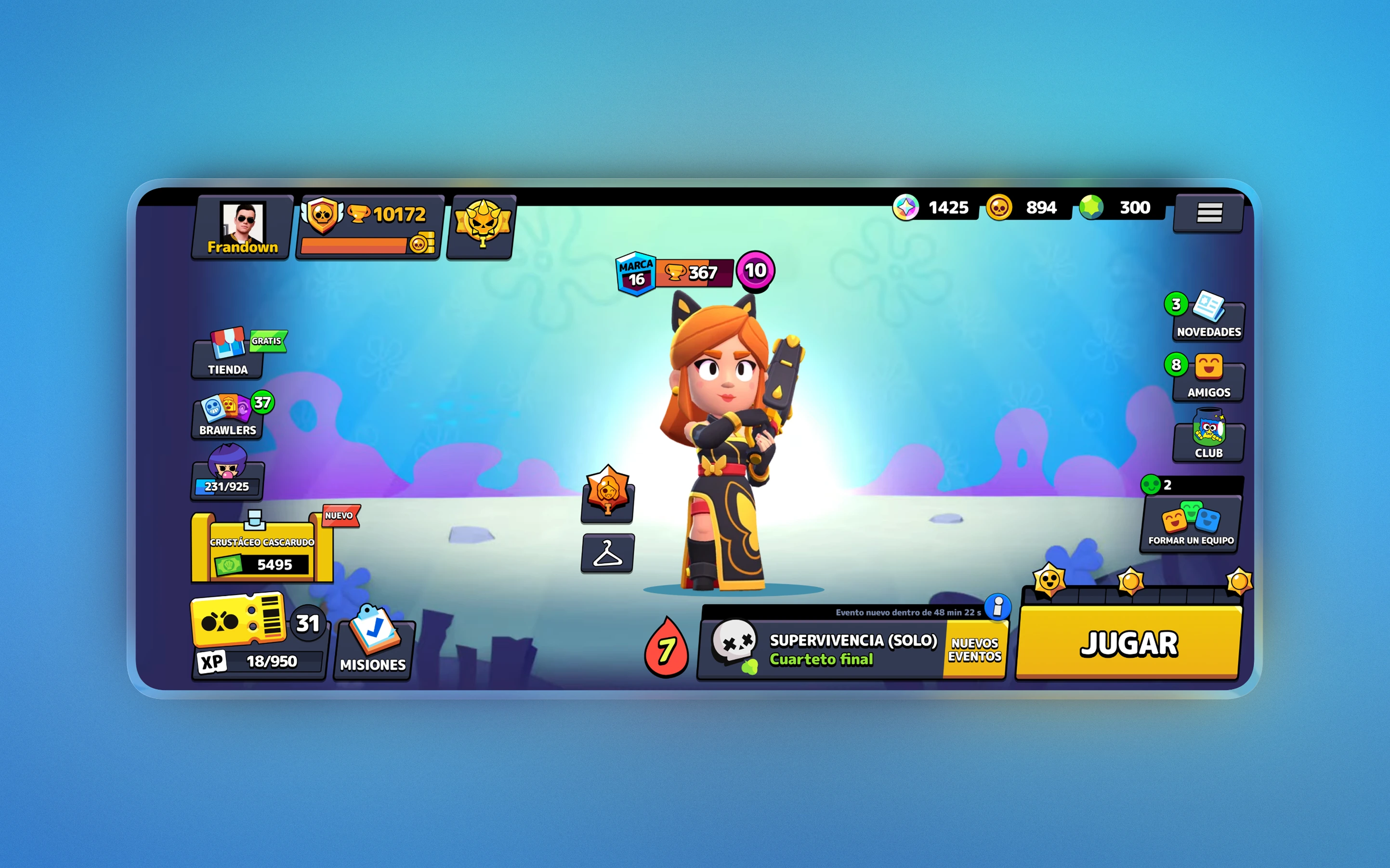 Demonstrative image of the project to replicate a gaming interface called Brawl Stars.