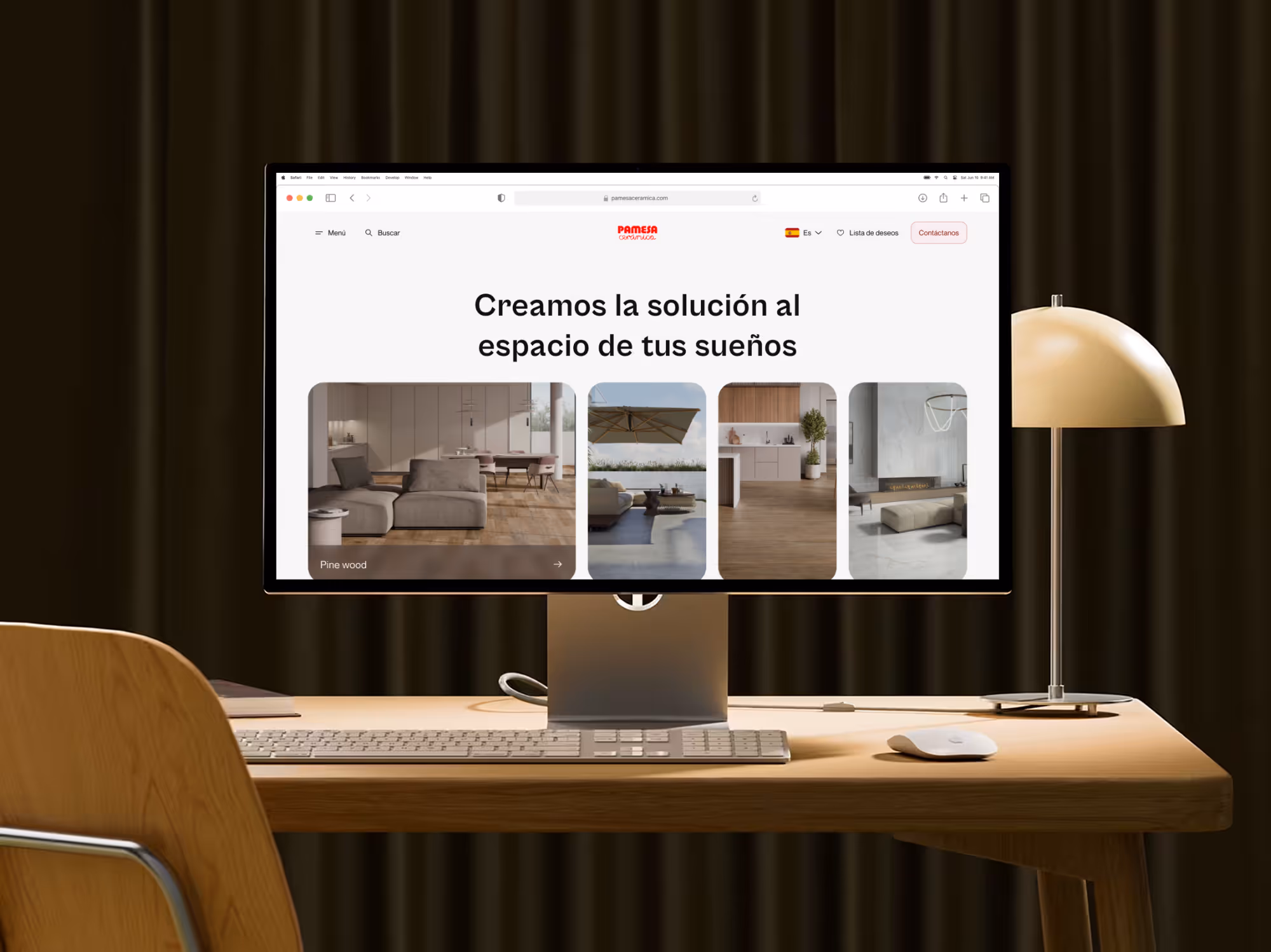 A mockup presenting the home landing page for the pamesa ceramica project