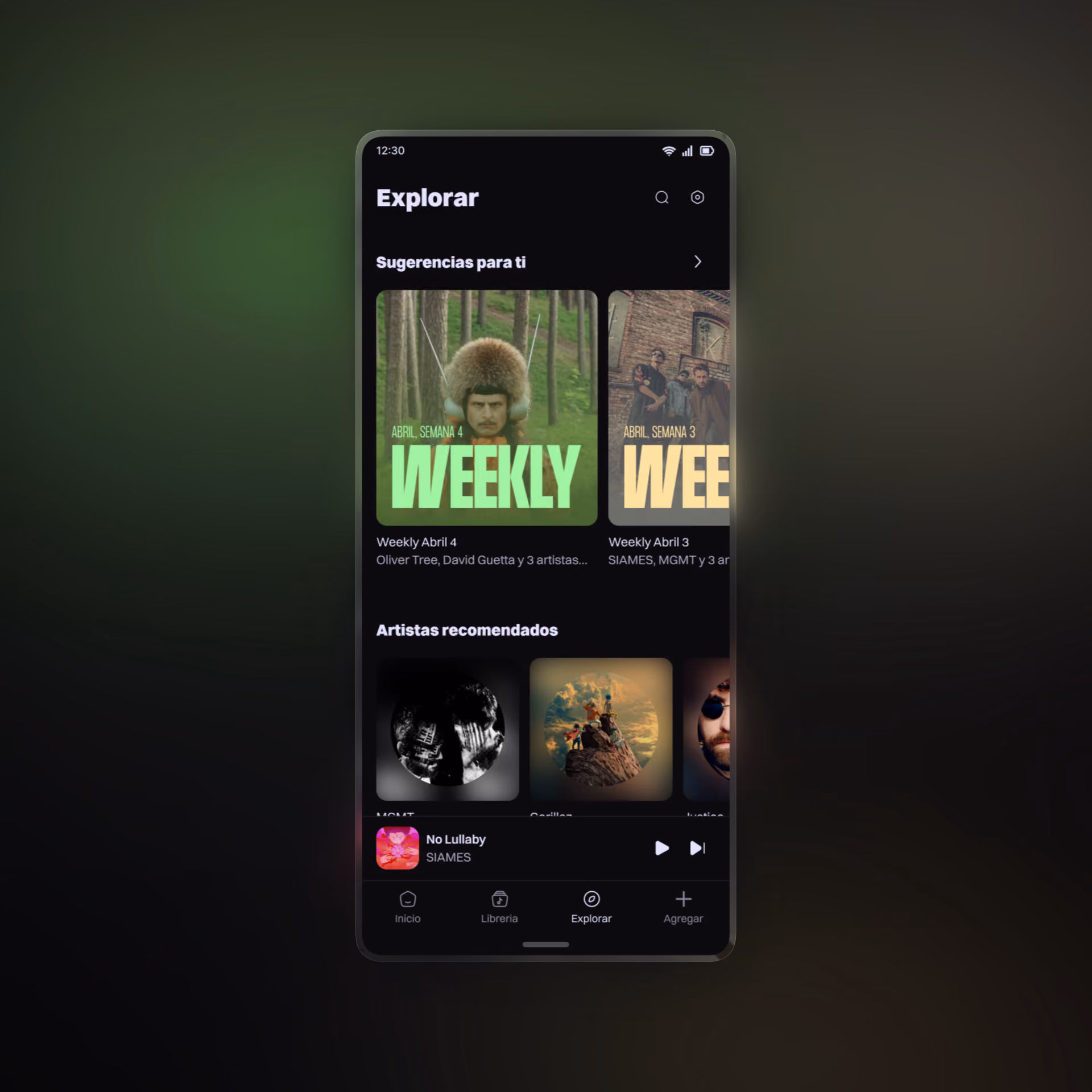 A mockup for the explore screen of the music app.