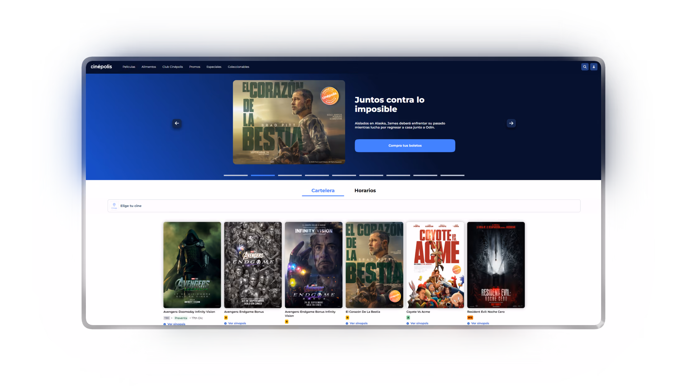 A mockup image for the Cinepolis Project.