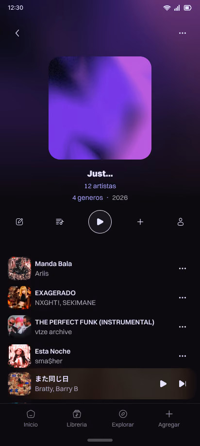 Screen from the Playlist Screen, wehere the user can add, edit listen songs within the playlist