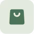 Green shopping bag icon with a curved handle.