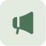 Green megaphone icon on a light green rounded square background.