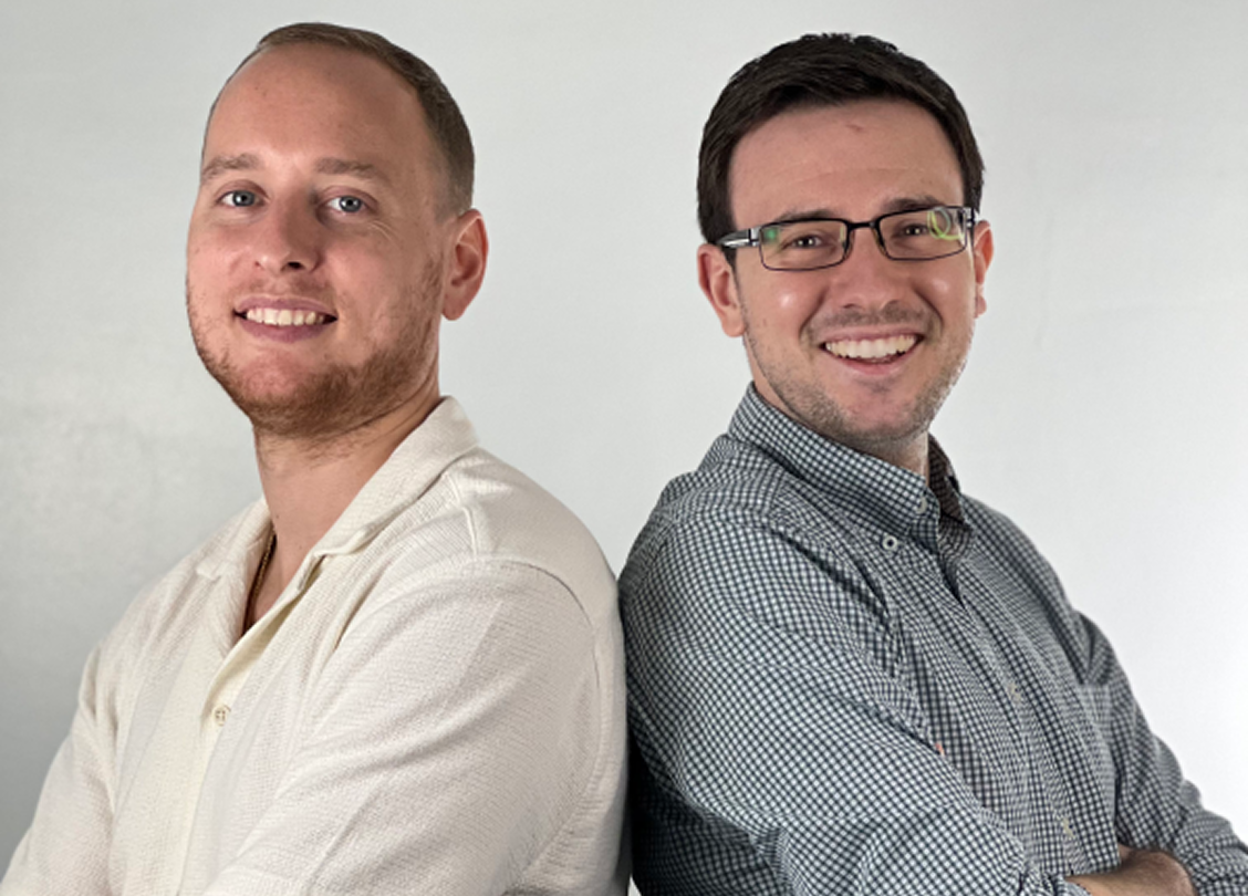 A portrait image of Alex Kaplan and Oliver Springate