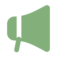 Green megaphone icon with handle.